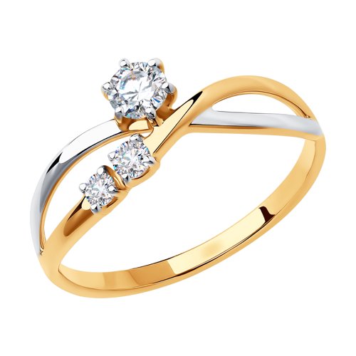 Кольцо, золото, фианит, 018529